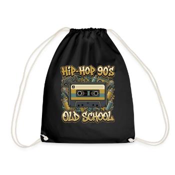 Hip Hop 90s Old School Cassette Retro - Drawstring Bag - black - Front