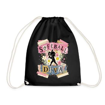 Diva du softball de texte de collage fille - Sac de sport léger - noir - Devant