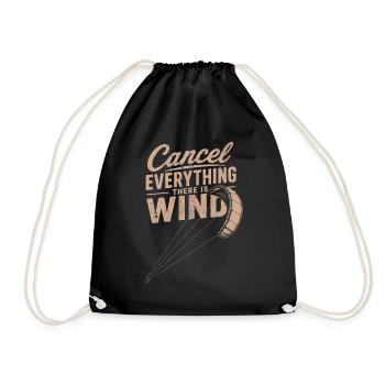Windspruch Graphic: Cancel Everything Wind - Drawstring Bag - black - Front