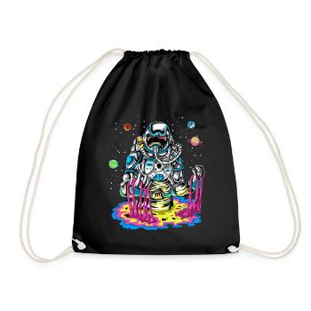 Trippy Astronaut Melting Rainbow Space Slime Art - Drawstring Bag - black - Front
