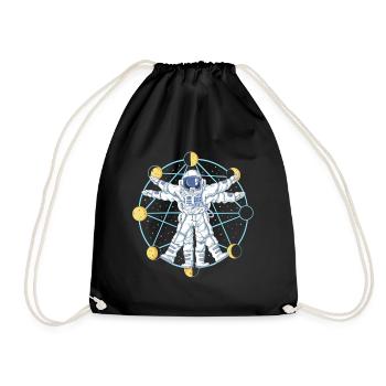 Vitruvian Astronaut Moon Phases Space Anatomy Art - Drawstring Bag - black - Front