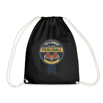Pickleball Funny Player Im A Dinker Not A Fighter - Drawstring Bag - black - Front