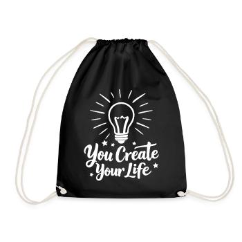 You Create Your Life Light Bulb Inspiration - Drawstring Bag - black - Front