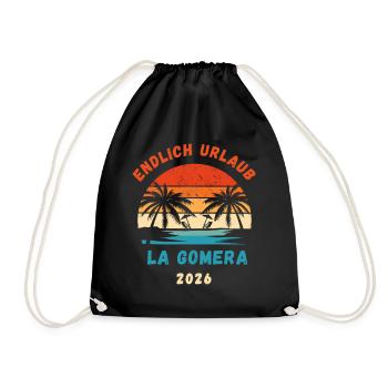 La Gomera Urlaub 2026 Kanaren Reise Outfit - Turnbeutel - Schwarz - Vorne