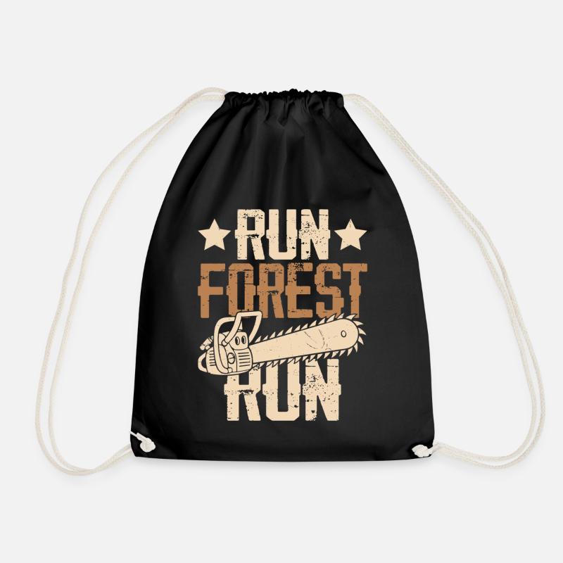 Forest Path Chainsaw Vintage Run Forest Run - Drawstring Bag - black