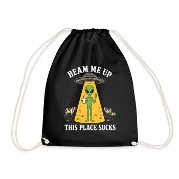 Alien Shirt lustig Beam me up UFO Humor - Turnbeutel - Schwarz - Vorne