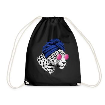 Leopard Damen Turban Brille - Turnbeutel - Schwarz - Vorne