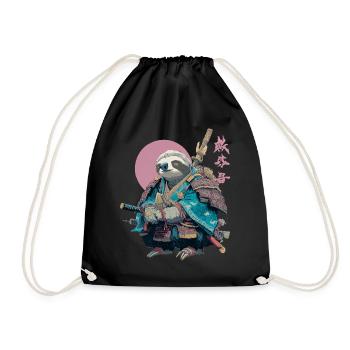 Faultier-Samurai in blauer Rüstung - Turnbeutel - Schwarz - Vorne