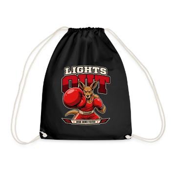 Kangaroo Knockout – Lights Out Boxing - Drawstring Bag - black - Front