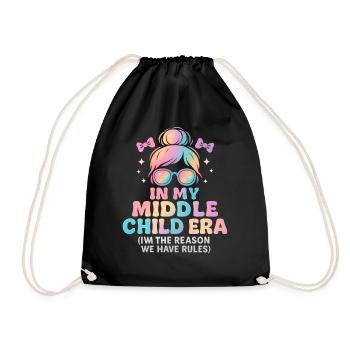 Daughter Family Humor In My Middle Child Era - Drawstring Bag - black - Front