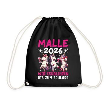Malle 2026 Wir Eskalieren Bis Zum Schluss Einhorn - Turnbeutel - Schwarz - Vorne