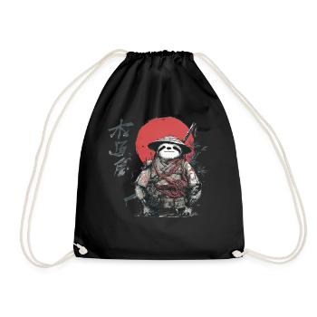 Faultier-Samurai unter roter Sonne - Turnbeutel - Schwarz - Vorne