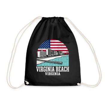 Virginia Beach City Virginia American Flag - Turnbeutel - Schwarz - Vorne