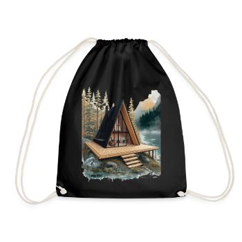 Aframe Lake Retreat - Drawstring Bag - black - Front