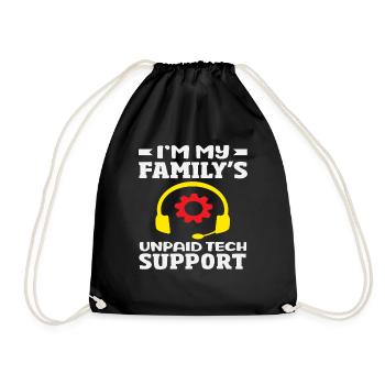 The family's unpaid tech support - Drawstring Bag - black - Front