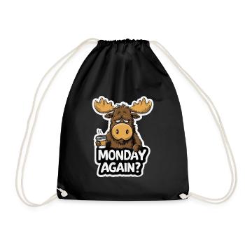 Funny Moose for Men Monday Humor Work - Drawstring Bag - black - Front