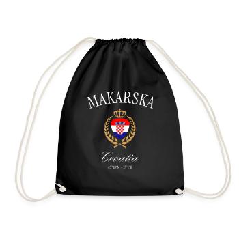 Makarska Kroatien Wappen Krone – Reise Souvenir - Turnbeutel - Schwarz - Vorne