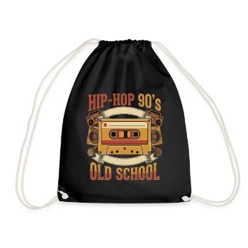 Hip Hop 90s Old School Cassette Retro - Drawstring Bag - black - Front