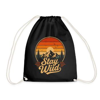 Stay Wild Retro Berge Vintage Sonnenuntergang - Turnbeutel - Schwarz - Vorne