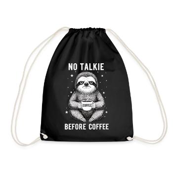 No conversation in front of coffee lover sloth - Drawstring Bag - black - Front