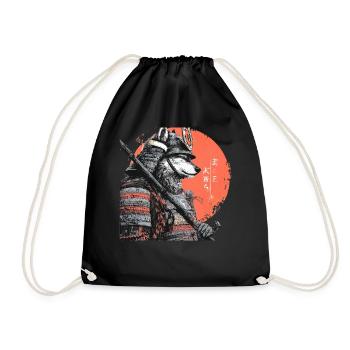 Loup en armure samouraï - Sac de sport léger - noir - Devant