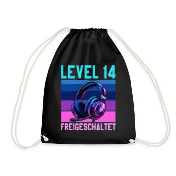 14. Geburtstag Junge Mädchen Gaming Level 14 Jahre - Turnbeutel - Schwarz - Vorne