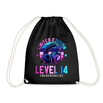 14. Geburtstag Junge Mädchen Gaming Level 14 Jahre - Turnbeutel - Schwarz - Vorne
