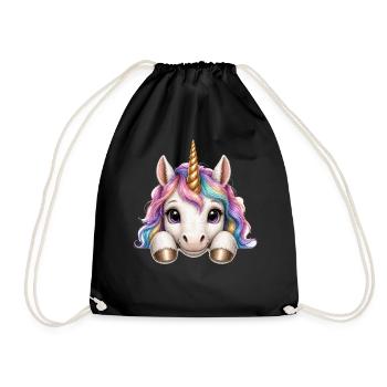 Unicorn with rainbow mane - Drawstring Bag - black - Front