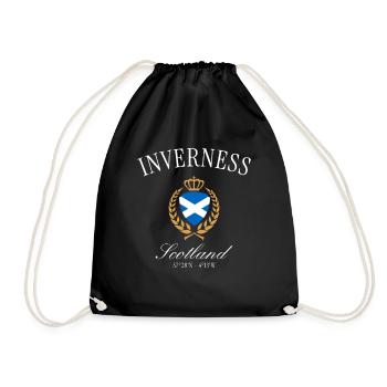 Inverness Scotland Crest Crown – Travel Souvenir - Drawstring Bag - black - Front