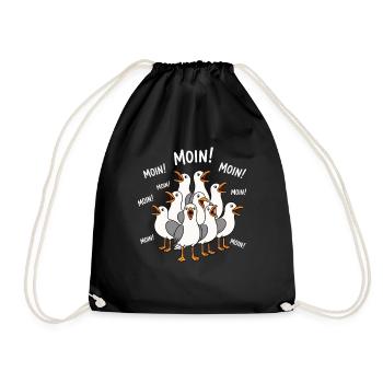 Moin Möwen Shirt Nordsee Humor - Turnbeutel - Schwarz - Vorne