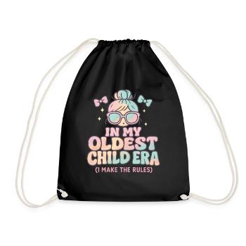 Daughter Family Humor In My Oldest Child Era - Drawstring Bag - black - Front