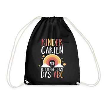Kindergarten Ade Ich Lerne Jetzt Das ABC - Turnbeutel - Schwarz - Vorne