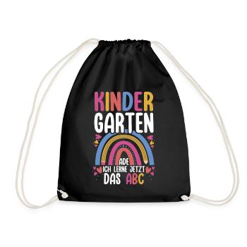 Kindergarten Ade Ich Lerne Jetzt Das ABC - Turnbeutel - Schwarz - Vorne