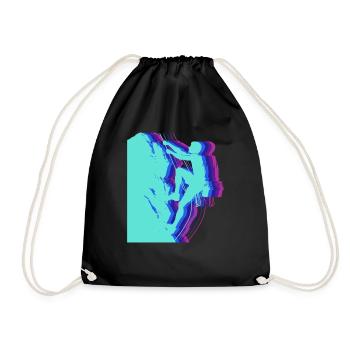 Glitch Art Climber Silhouette Modern - Drawstring Bag - black - Front
