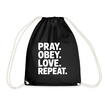 Prie. Obéis. Aime. Répète. - Sac de sport léger - noir - Devant