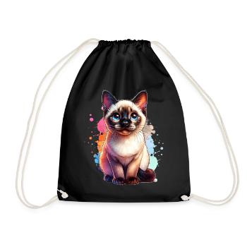 Siamese Cat Gift - Drawstring Bag - black - Front