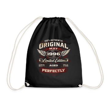 30th Birthday Gift Husband Original May 1996 - Drawstring Bag - black - Front