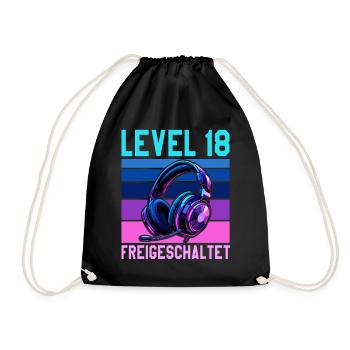 18. Geburtstag Junge Mädchen Gamer Level 18 - Turnbeutel - Schwarz - Vorne