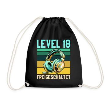 18. Geburtstag Junge Mädchen Gamer Level 18 - Turnbeutel - Schwarz - Vorne