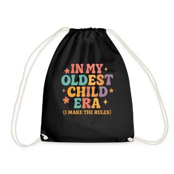 Daughter Family Humor In My Oldest Child Era - Drawstring Bag - black - Front