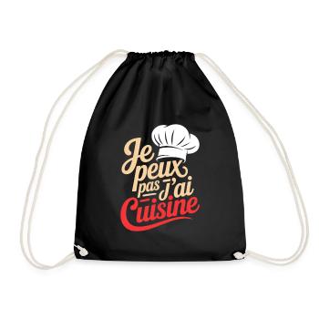 Je peux pas j'ai Cuisine humour chef cuisinier - Sac de sport léger - noir - Devant
