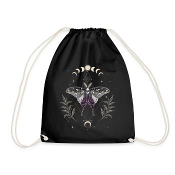 Asexual Luna Moth LGBT Pride Flag - Drawstring Bag - black - Front