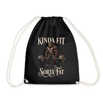 Kinda Fit Sorta Fat Bigfoot Weightlifting - Drawstring Bag - black - Front