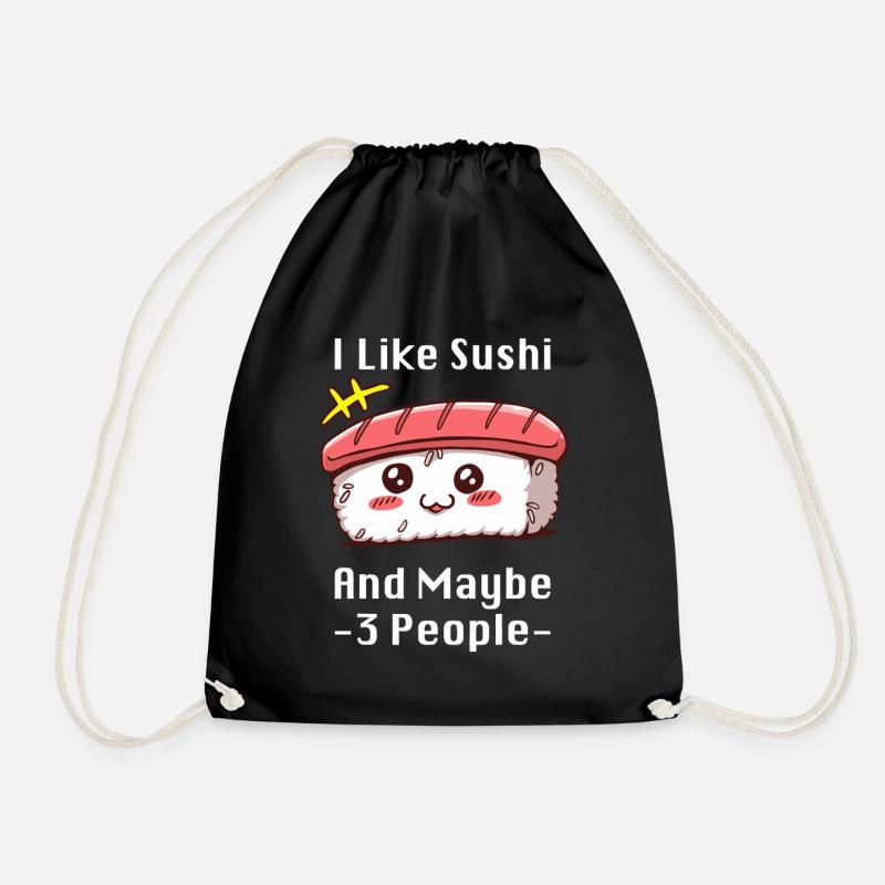 Sushi Meme Charm - Drawstring Bag - black