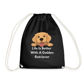 Golden Retriever Joy - Drawstring Bag - black - Front