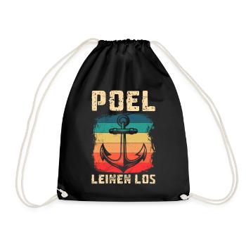 Segler POEL LEINEN LOS Poel Souvenier Lustiges - Turnbeutel - Schwarz - Vorne