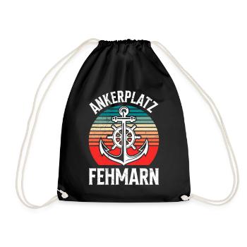 Segeln ANKERPLATZ FEHMARN Lustiges - Turnbeutel - Schwarz - Vorne