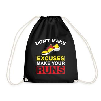 Running Don´t Make Excuses Marathon Runner Gift - Turnbeutel - Schwarz - Vorne