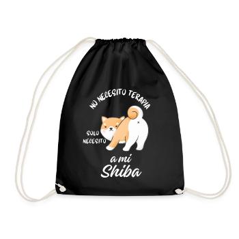 Shiba Inu Dog Therapy - Drawstring Bag - black - Front