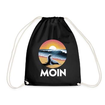 Hello Seal Beach Wave Sunrise - Drawstring Bag - black - Front